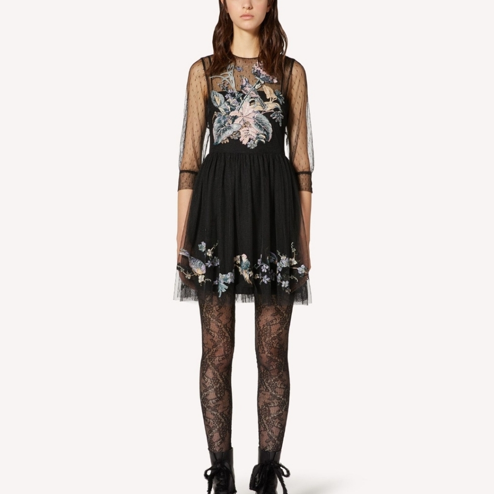 Red valentino black mesh dress